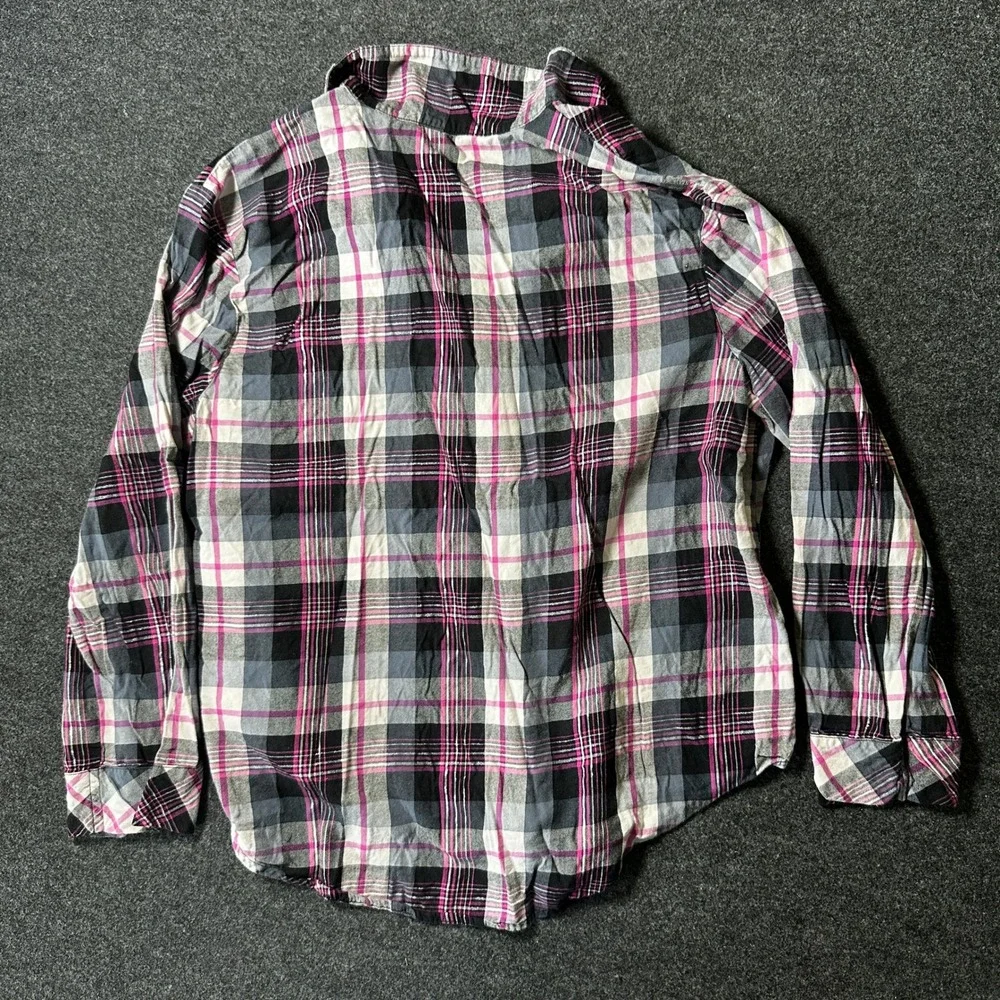 Victorias Secret Plaid Pajama Set Pink Gray White Shimmer Cotton Modal Large